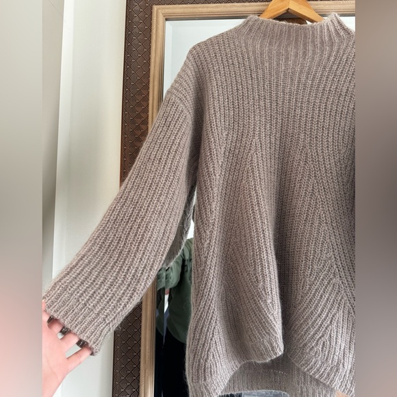 Sundance Taupe Brown Wool Mohair Blend Mock Neck Tunic Sweater - Picture 2 of 5